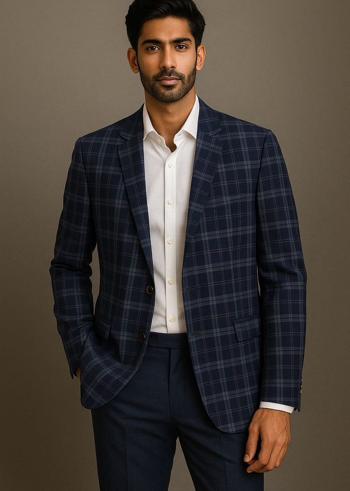 All Season Van Heusen Checkered Blue Blazer