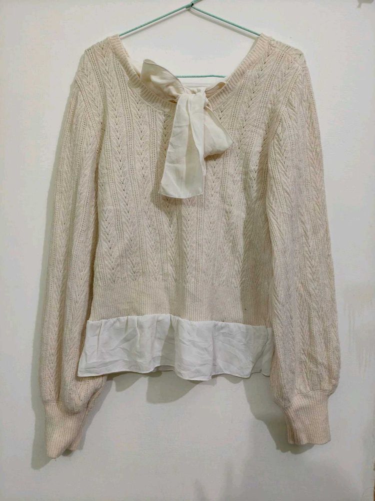 Cute Knit Sweater with Bow in back