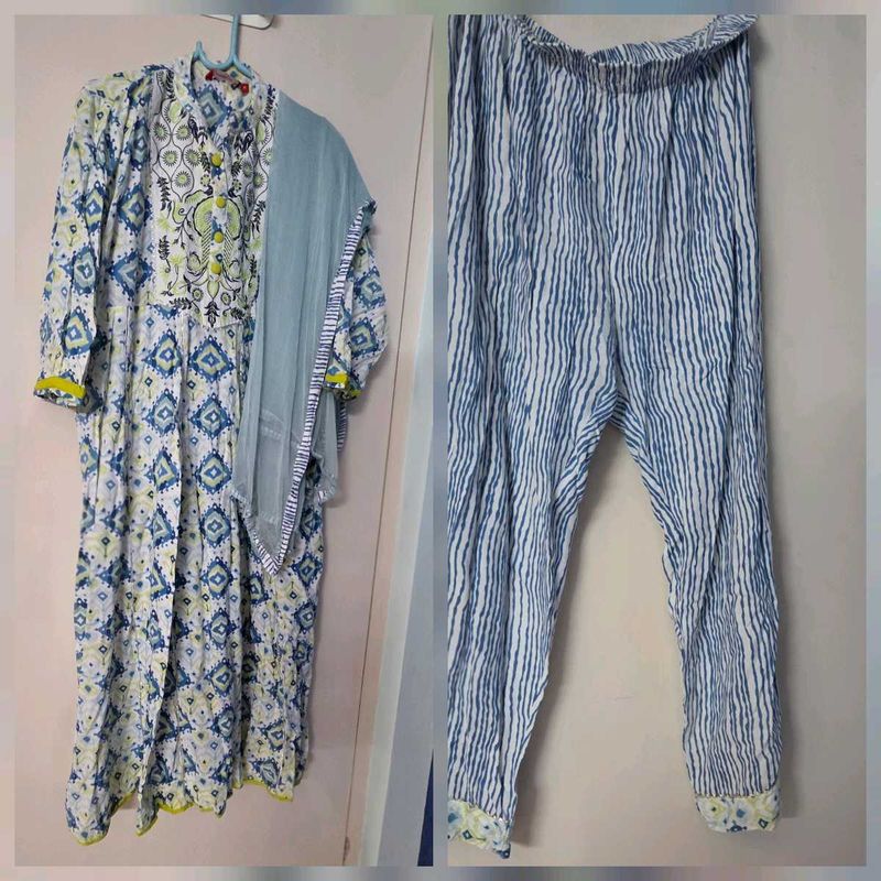 Pure cotton 3 piece printed Kurta set