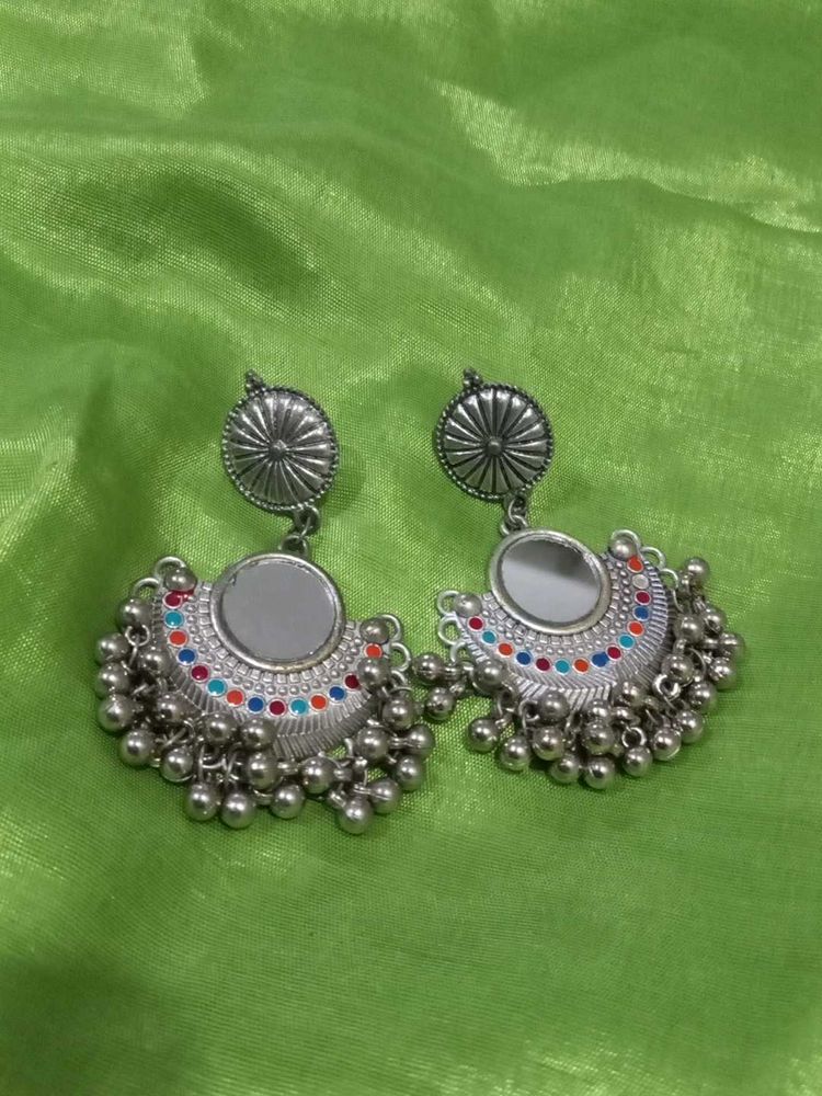 Mirror Jhumka Earrings