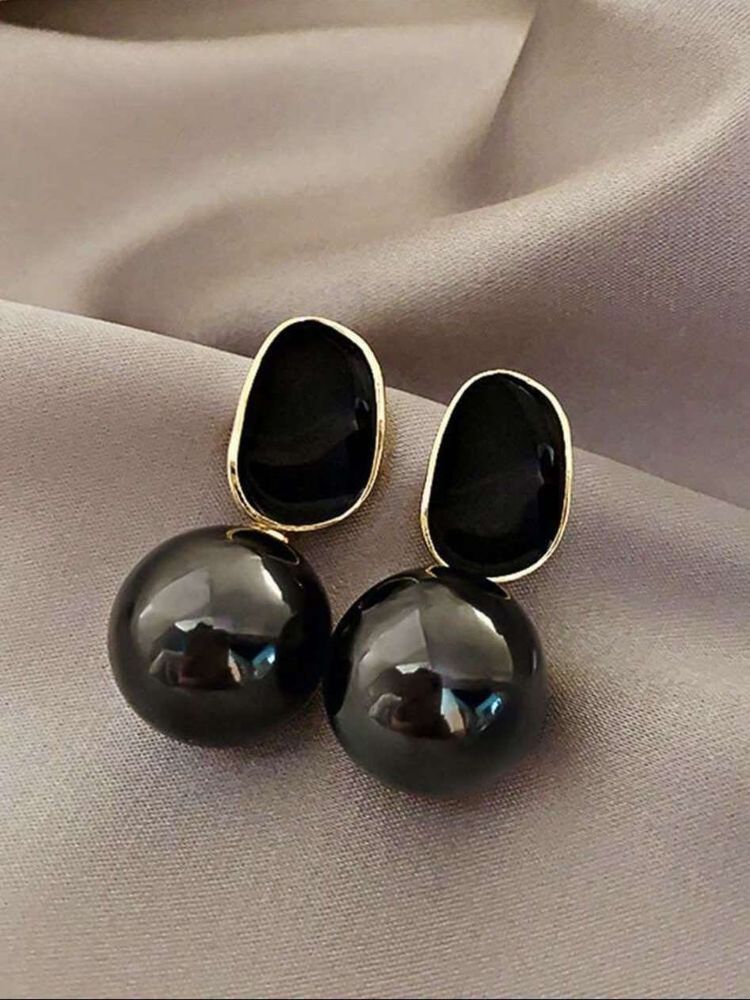 Black Ball Drop Earrings