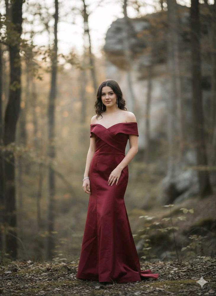 Elegant Burgundy Evening Gown