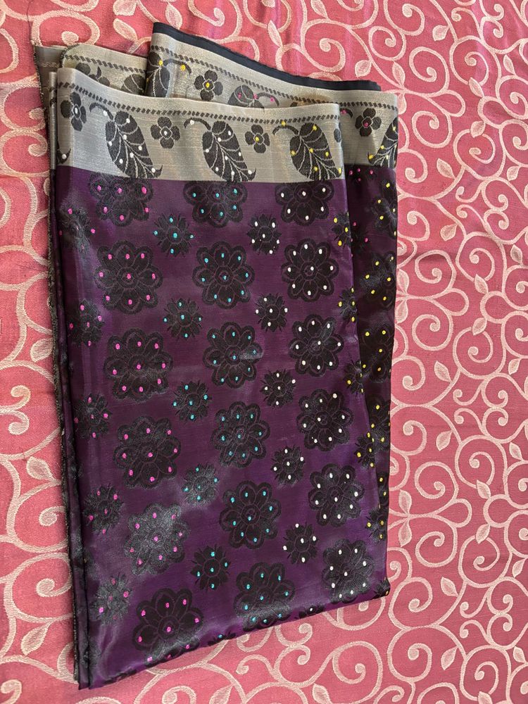 Silk black and Gray Saree