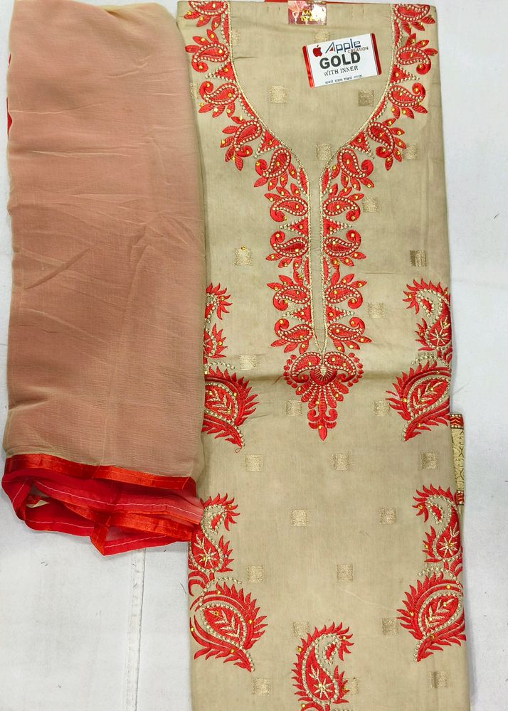 Unstitched Ladies Chanderi Silk Suit Dupatta