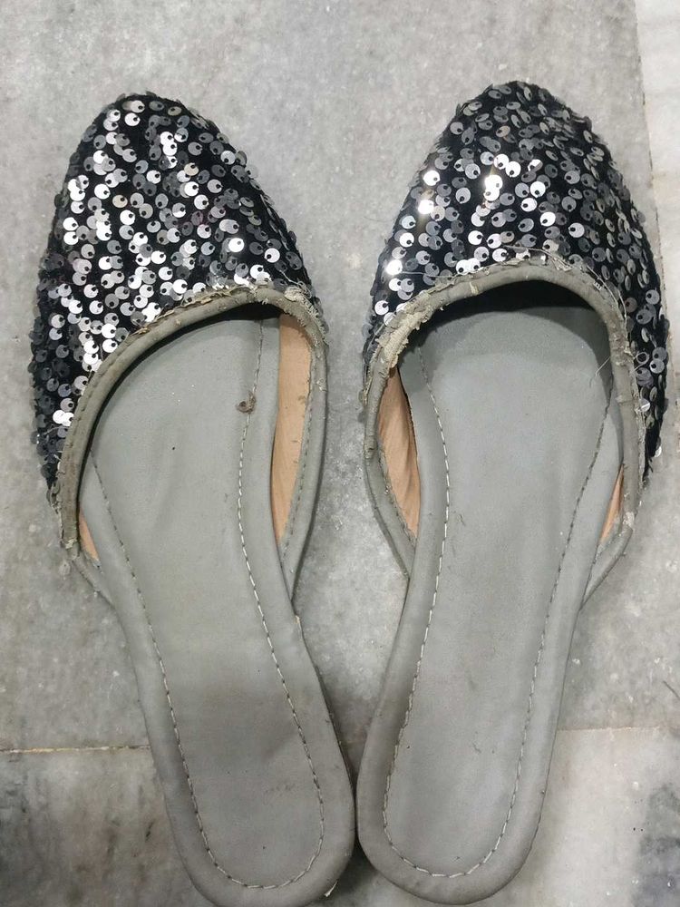 Sparkly Silver Flats
