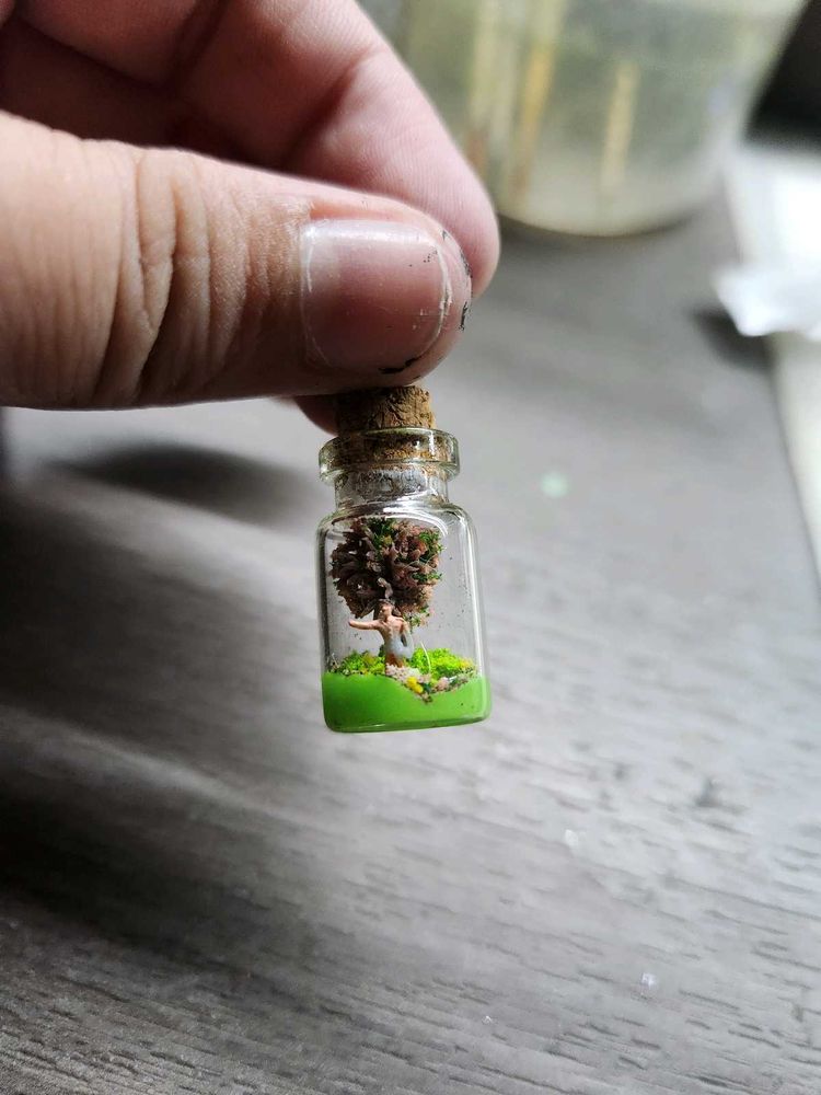 Tiny Tree in a Bottle Charm- Handmade