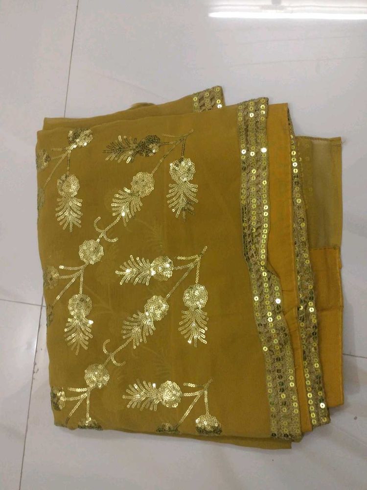 Gold Sequin Sari