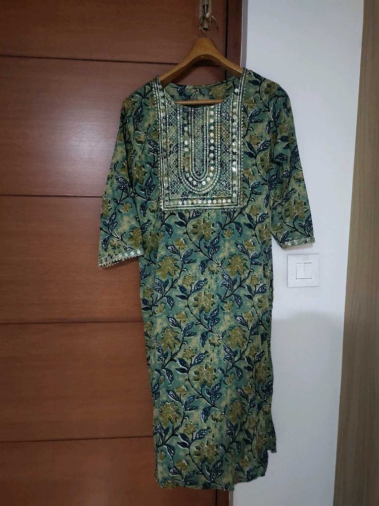 Green Floral Kurta💚