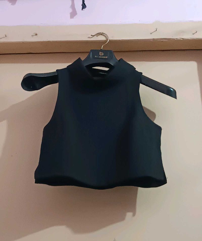 Sleeveless High Neck Crop Top