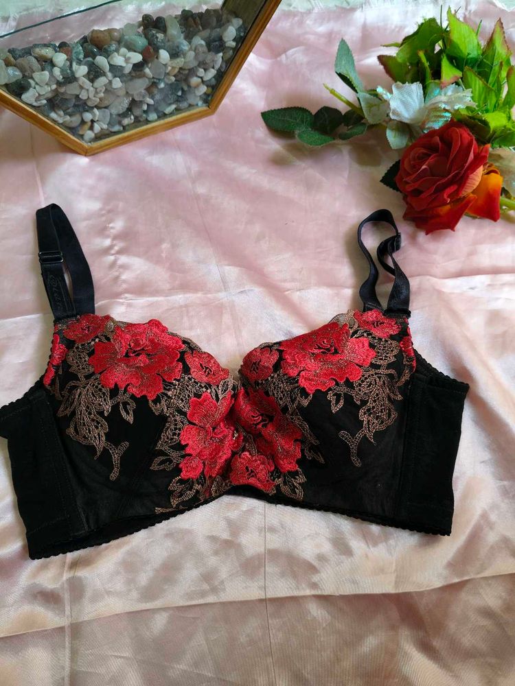Floral Embroidered Bra