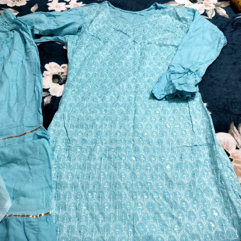 Chikankari Cotton Palazzo Suit