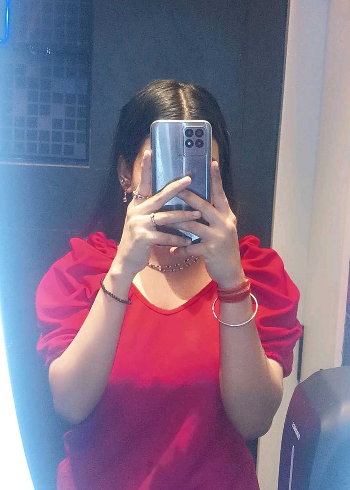 Red V-Neck Top