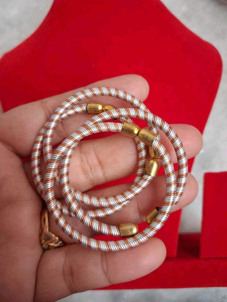 Twisted Bangle Bracelet Silver Ragi Mix