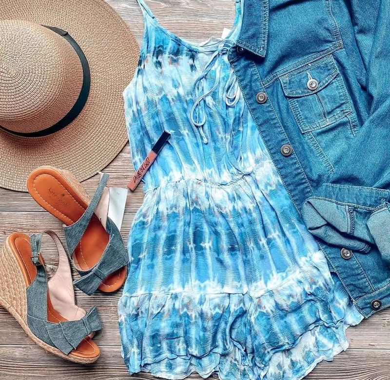 My Style Tie Dye Halter Neck Sleeveless Smocked
