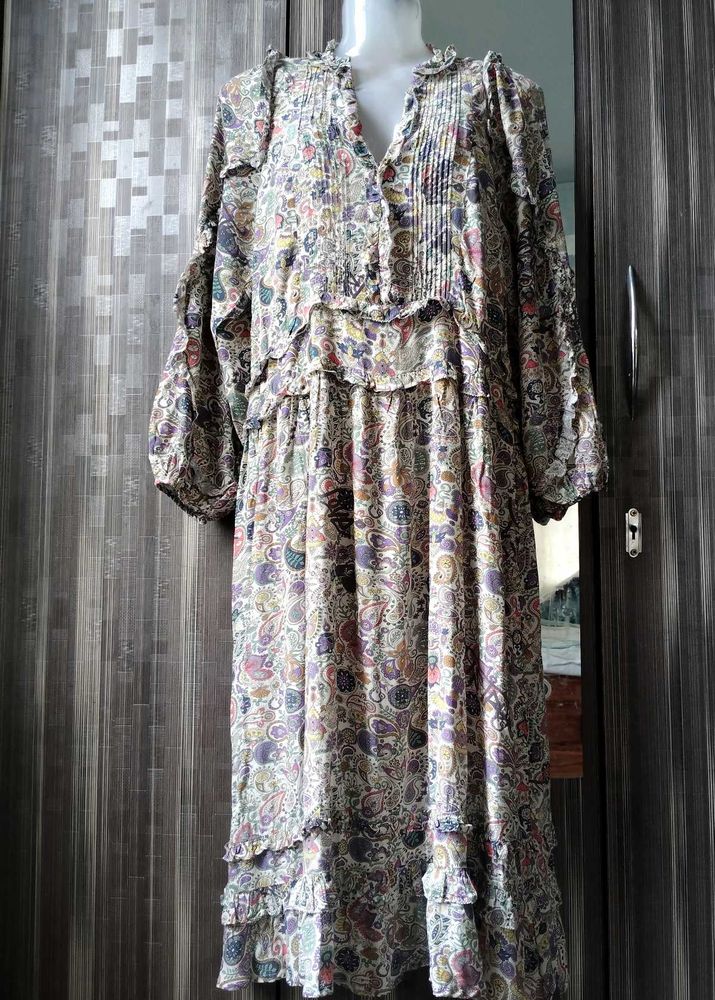 Paisley Ruffle Maxi Dress