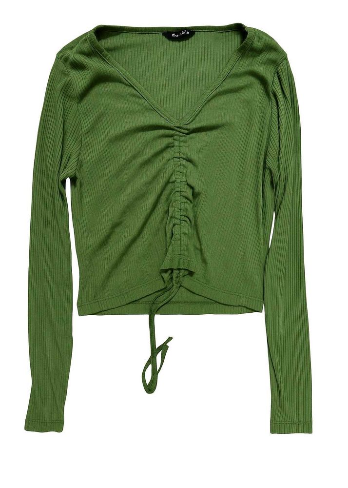 Green Ruched Long Sleeve Top