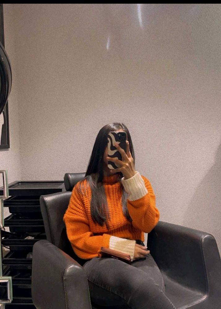 Shein Orange Knit Sweater