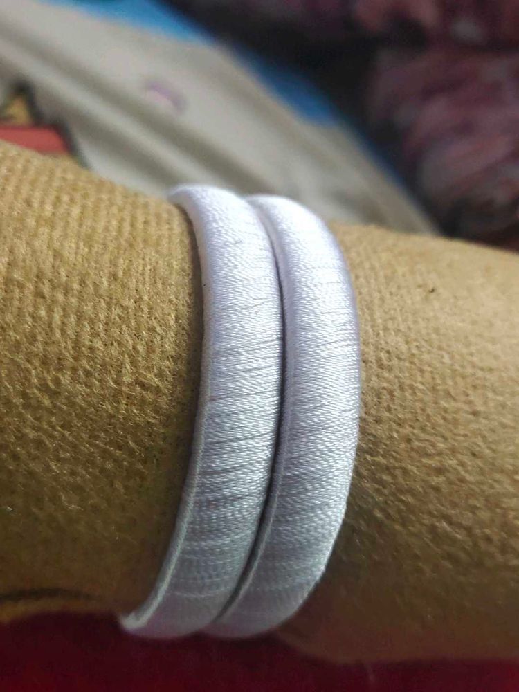 White Thread Bangles (Set of 2)