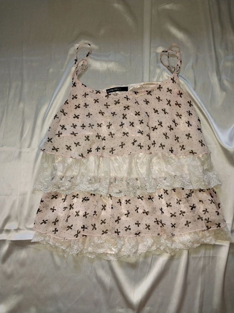 Pink Ribbon Tiered Cami Top