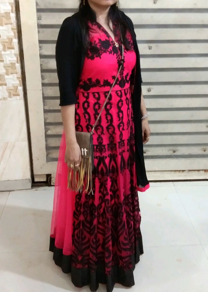 Heavy Embroidery Pink Gown