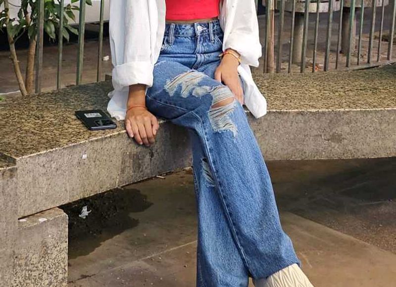 Ripped Wide Leg Jeans