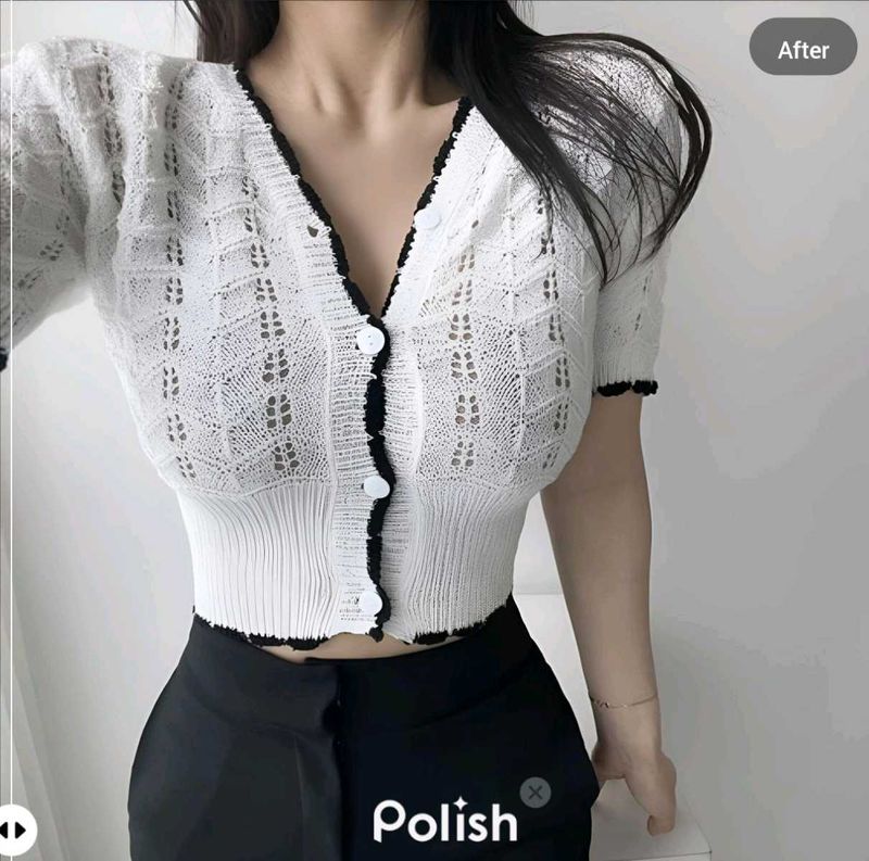New With Tag Premium Cute Korean Knit Crop Top