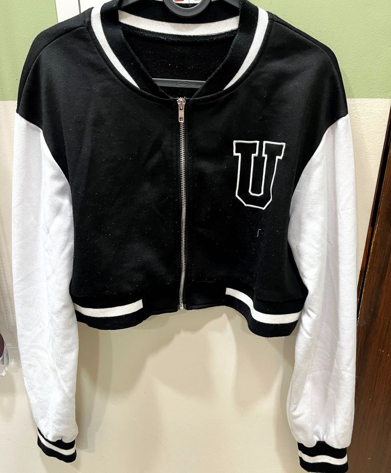 Short varsity sweatshirt