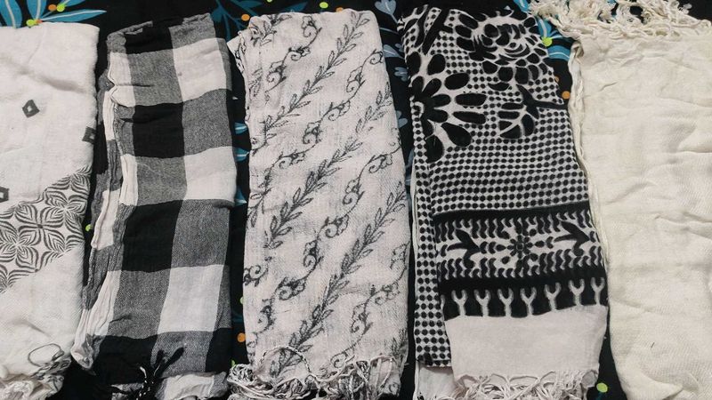 Black And White Stole (Set of 5) Scarf