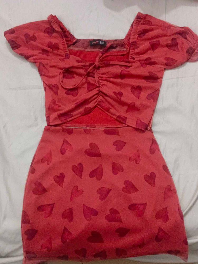 Heart Print Mini Dress