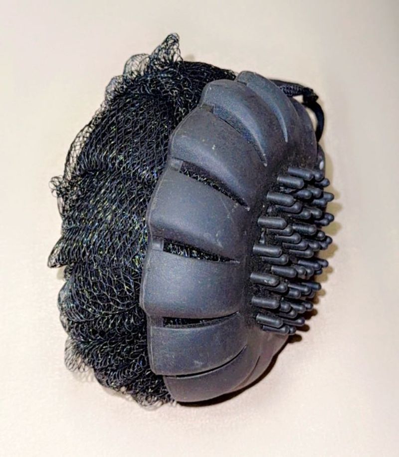 A two-sided bath puff Or Loofah