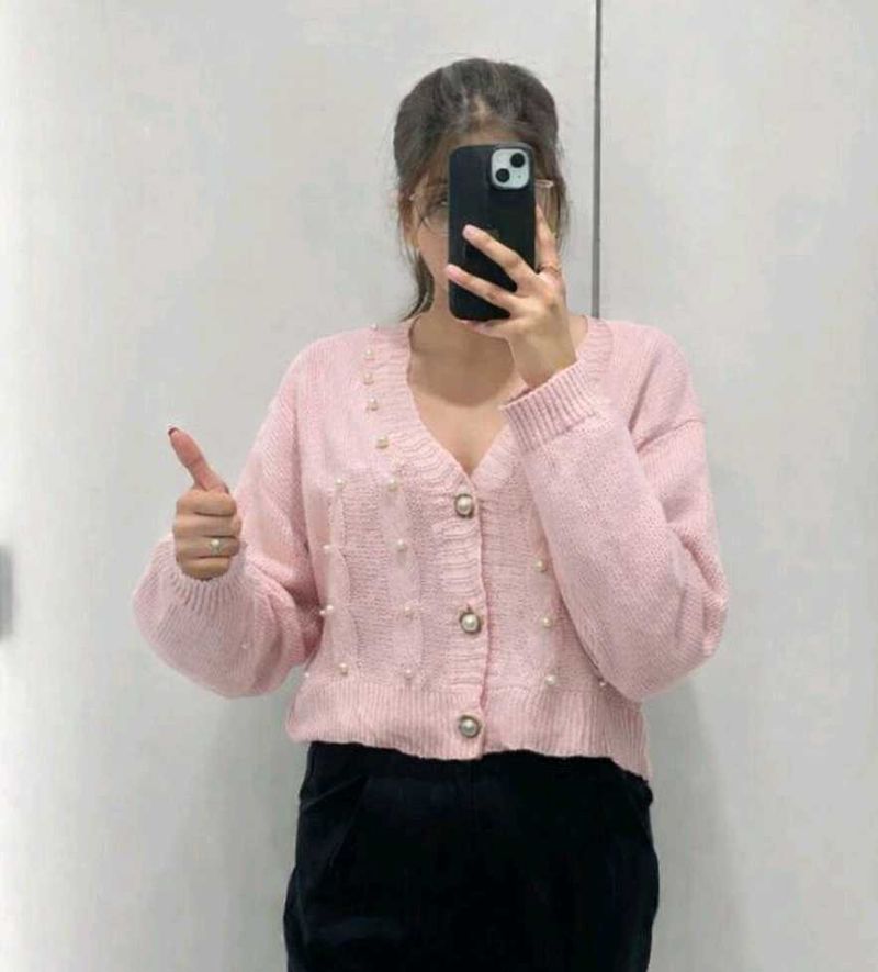 Shein Pearl Embellished Cardigan💕