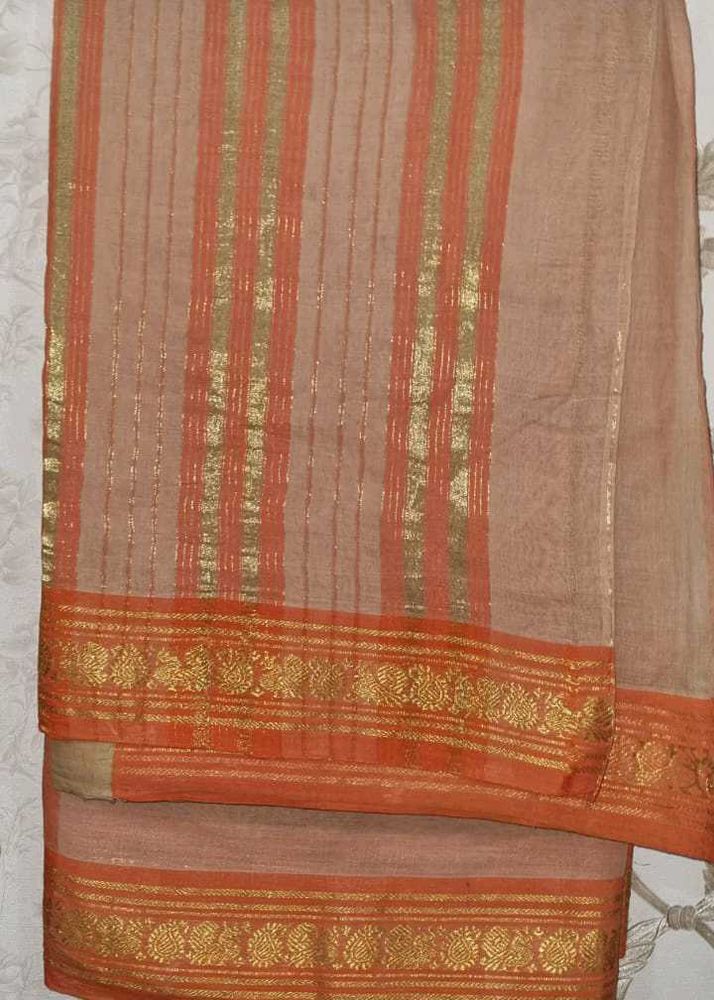 Golden Orange Saree