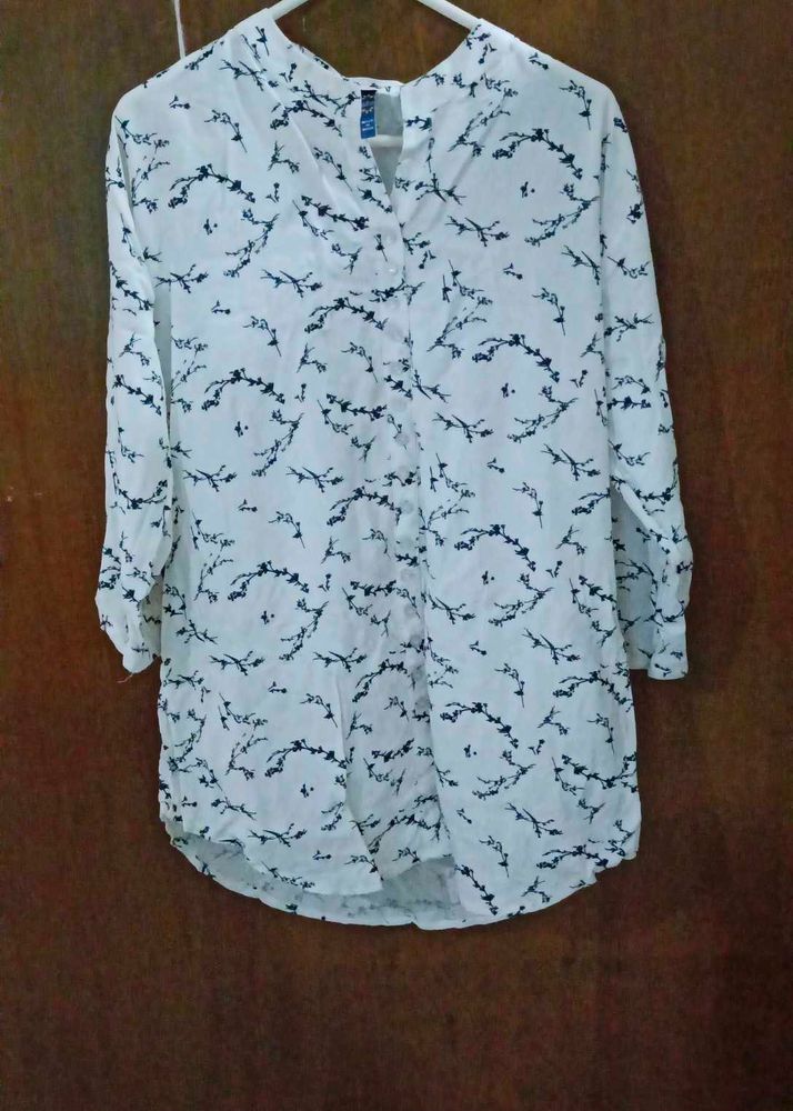 Floral Print White Top