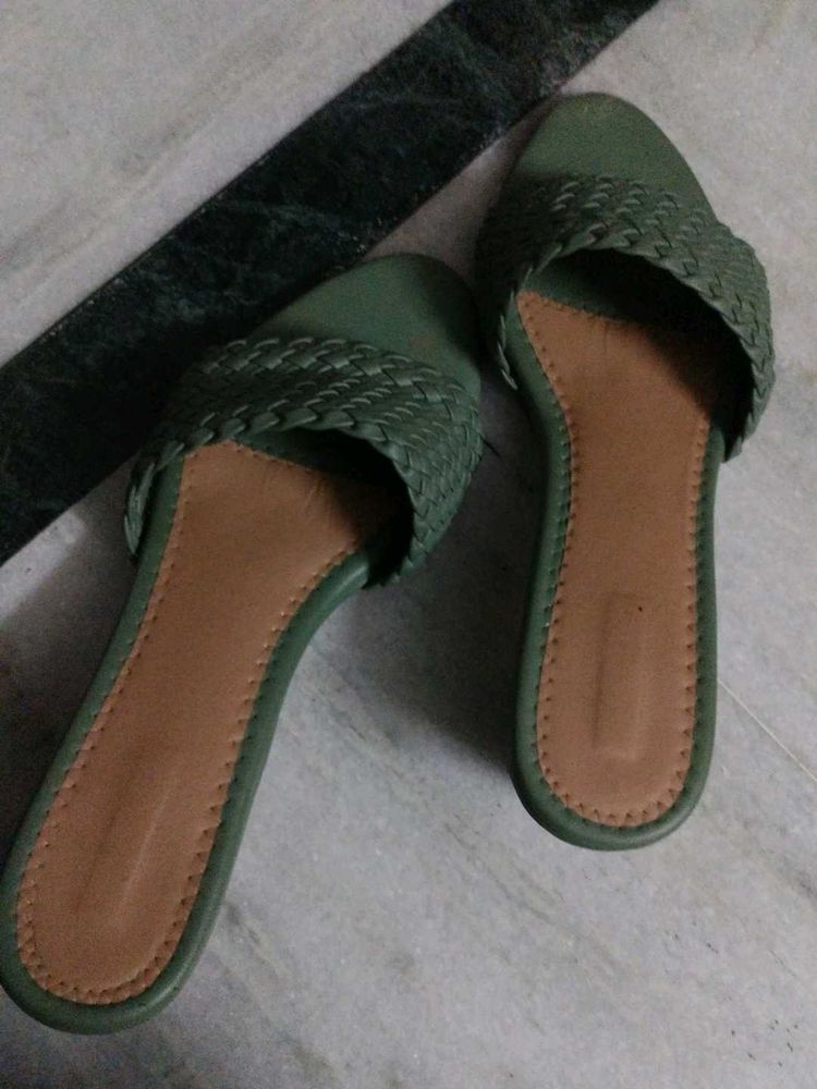 Olive Green Woven Sandals