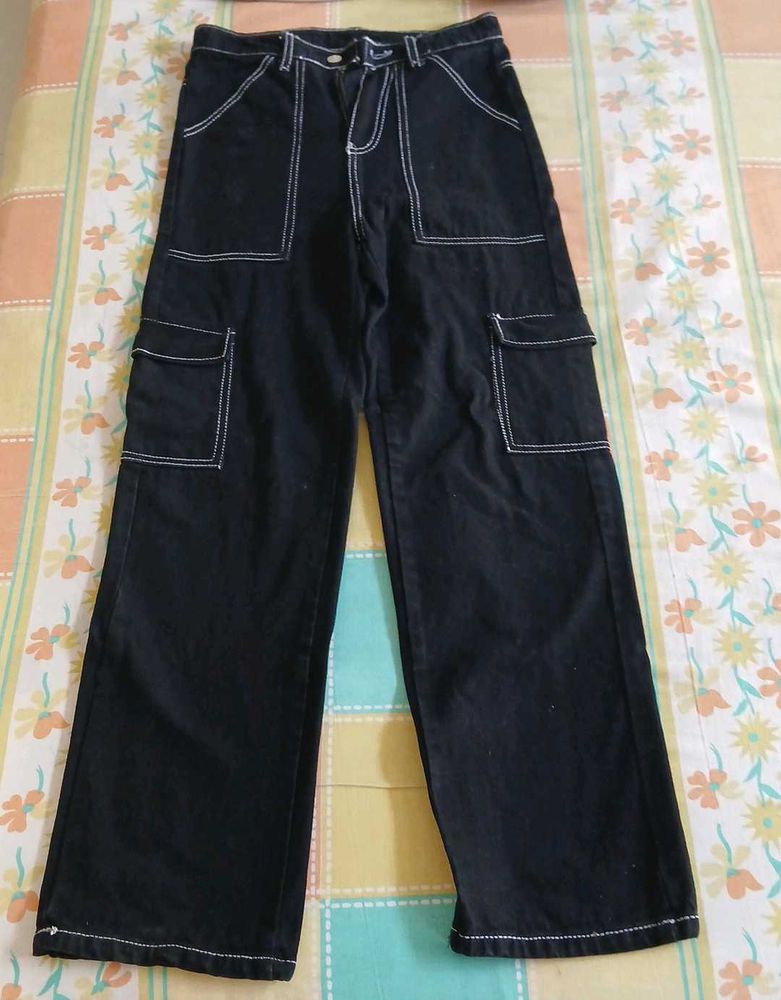 Black Wide Leg Cargo Pants