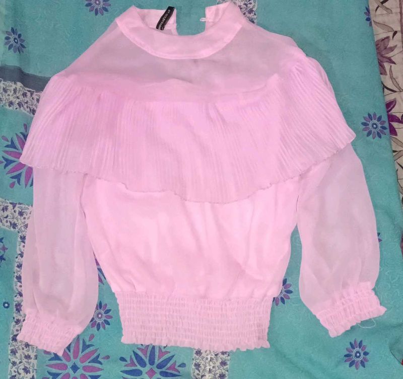 Pink Ruffle Blouse
