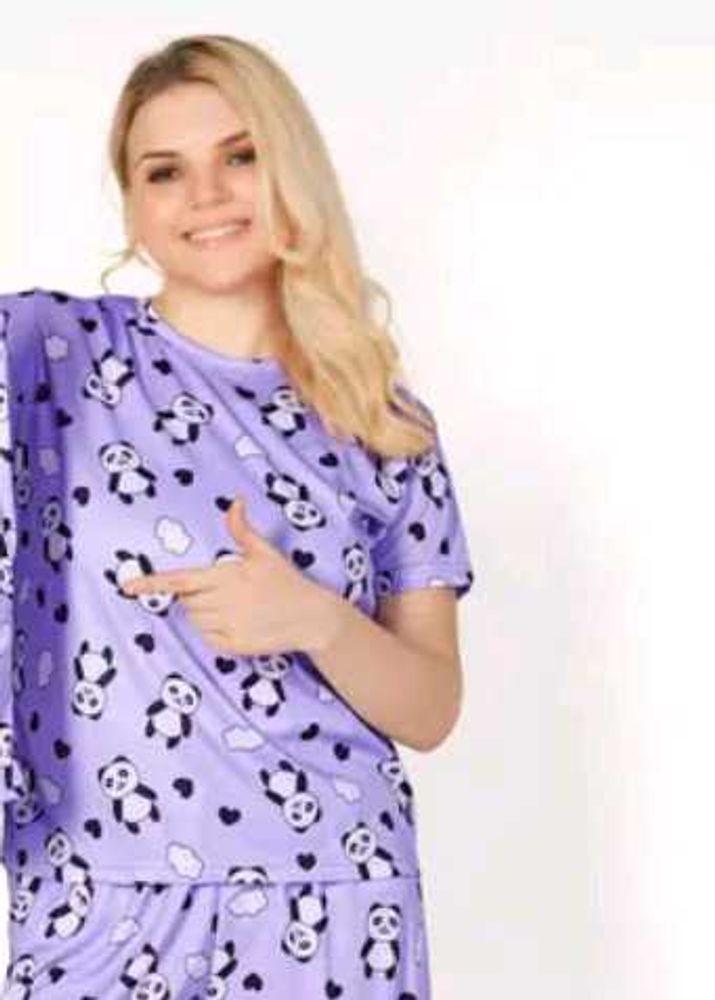 Cute Panda Print Pajama Set