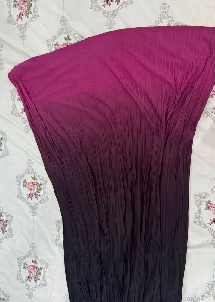women solid pleated skirt