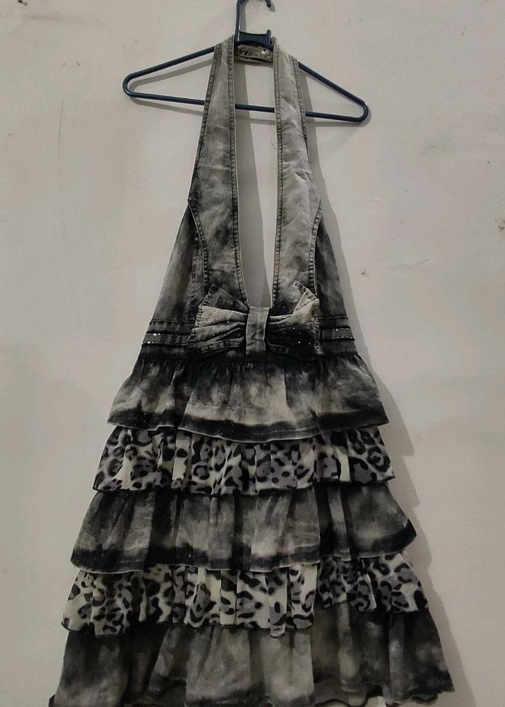 Y2K Vintage Denim Waist Coat Dress