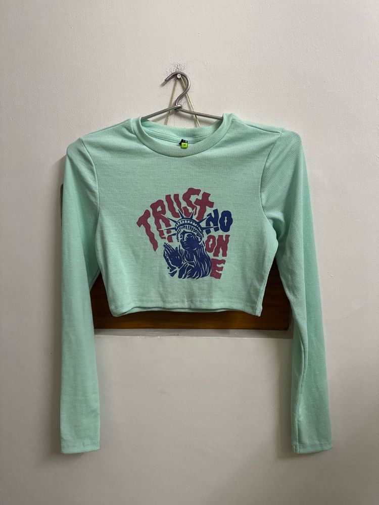 Mint Graphic Crop Top