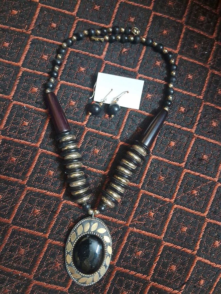 Beaded Jewellery Set Black