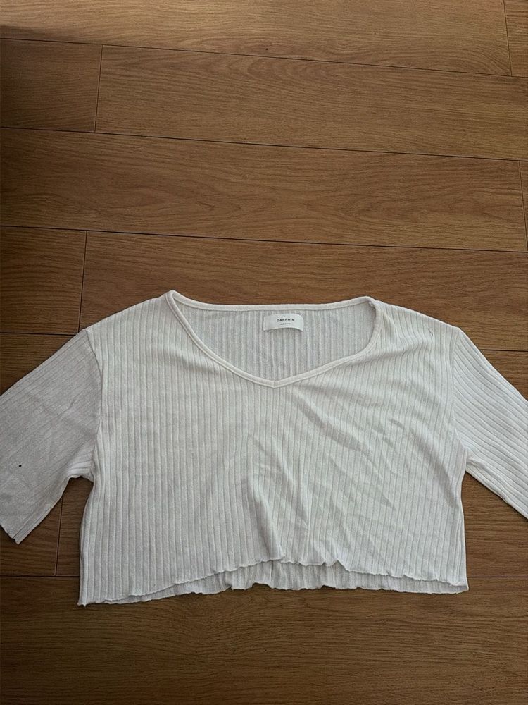 Ribbed White Crop Top