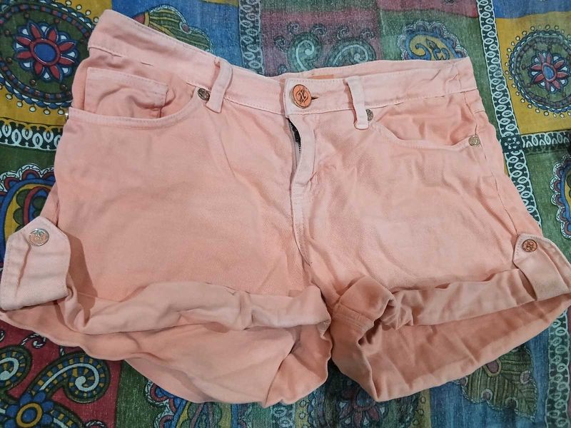 Peach Denim Shorts