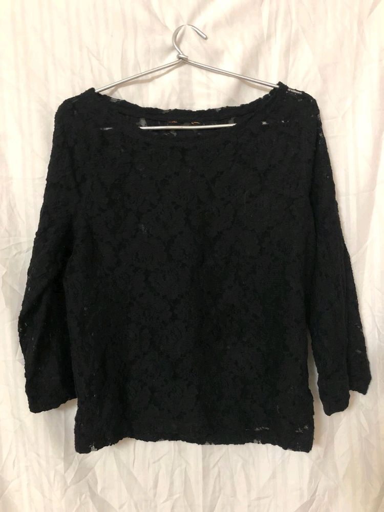 Casual Regular Sleeve Black Top