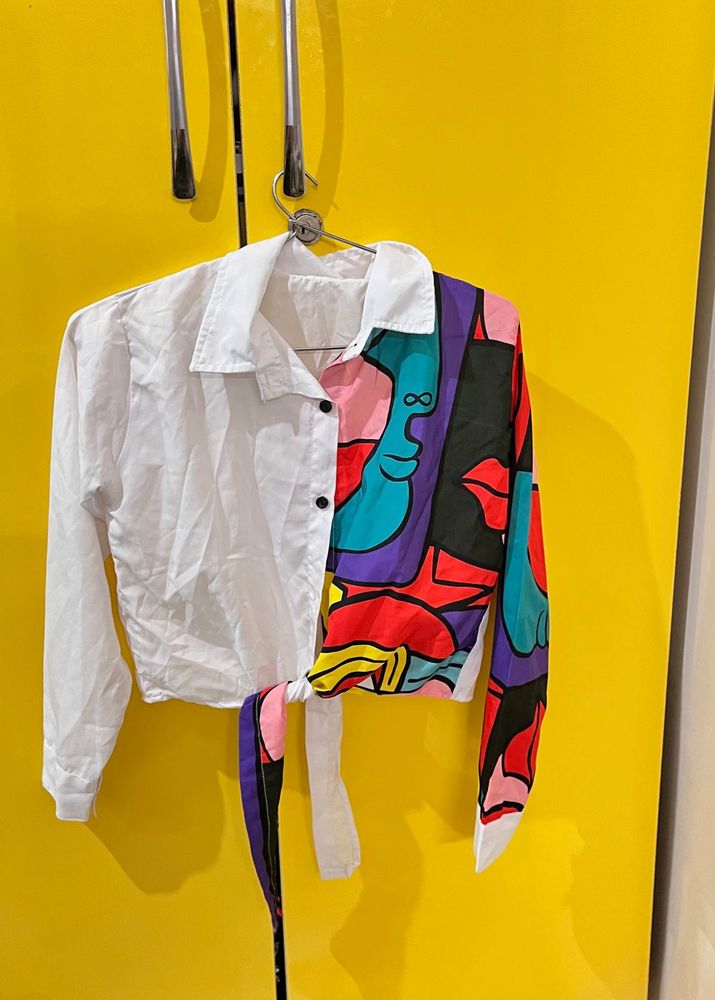 Funky Graphic Print Tie-Up Shirt