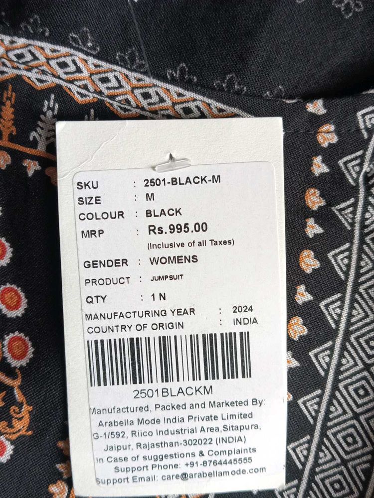 Black Print Jamp suit For Women