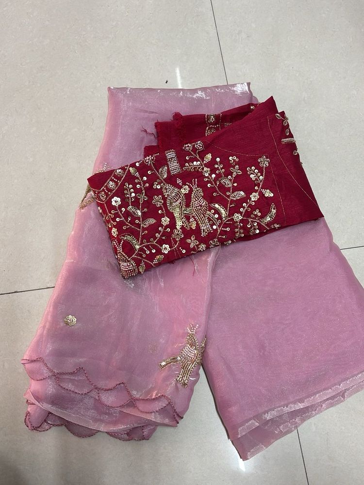 Elegant Lavender Organza Saree