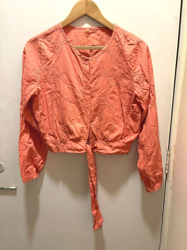 Beautiful Embroidered Crop Shirt