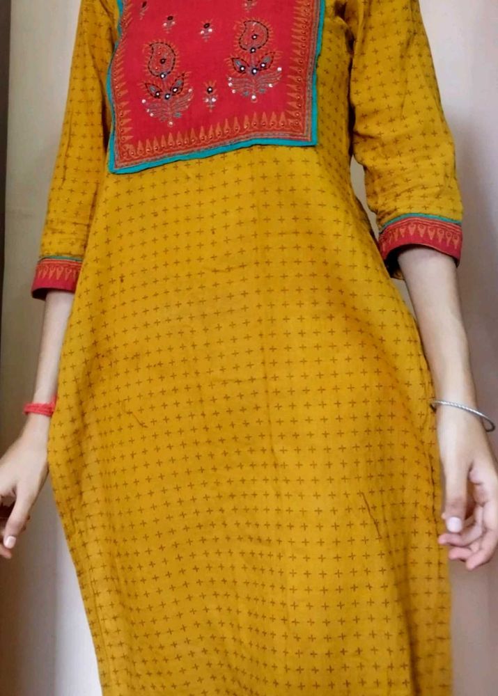 MUSTARD KURTI SET
