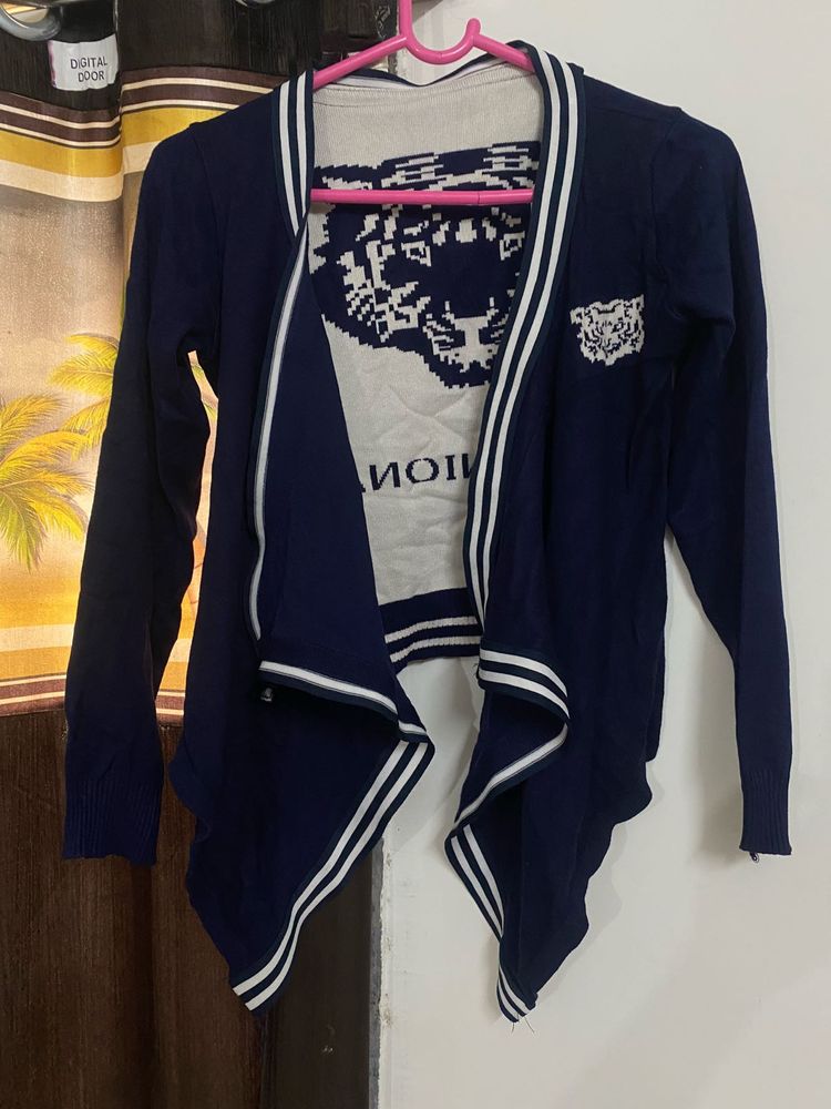 Printed Jacket In Blue Colour